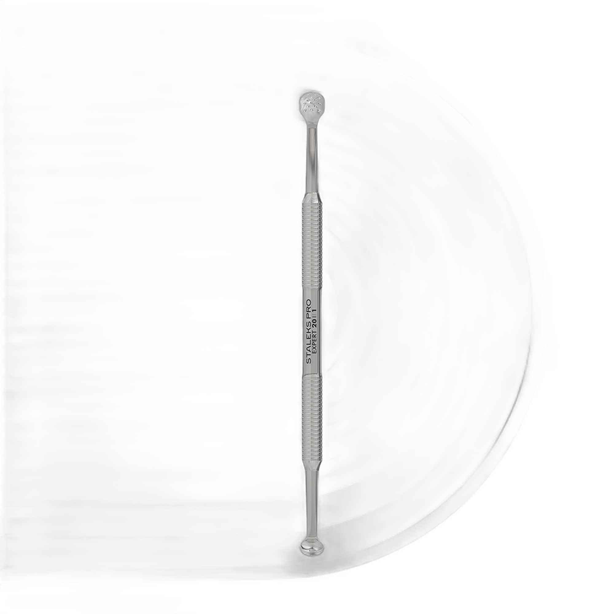 Cosmetology double-ended spoon EXPERT 20 TYPE 1 (Uno and oval spoon with 15 holes)