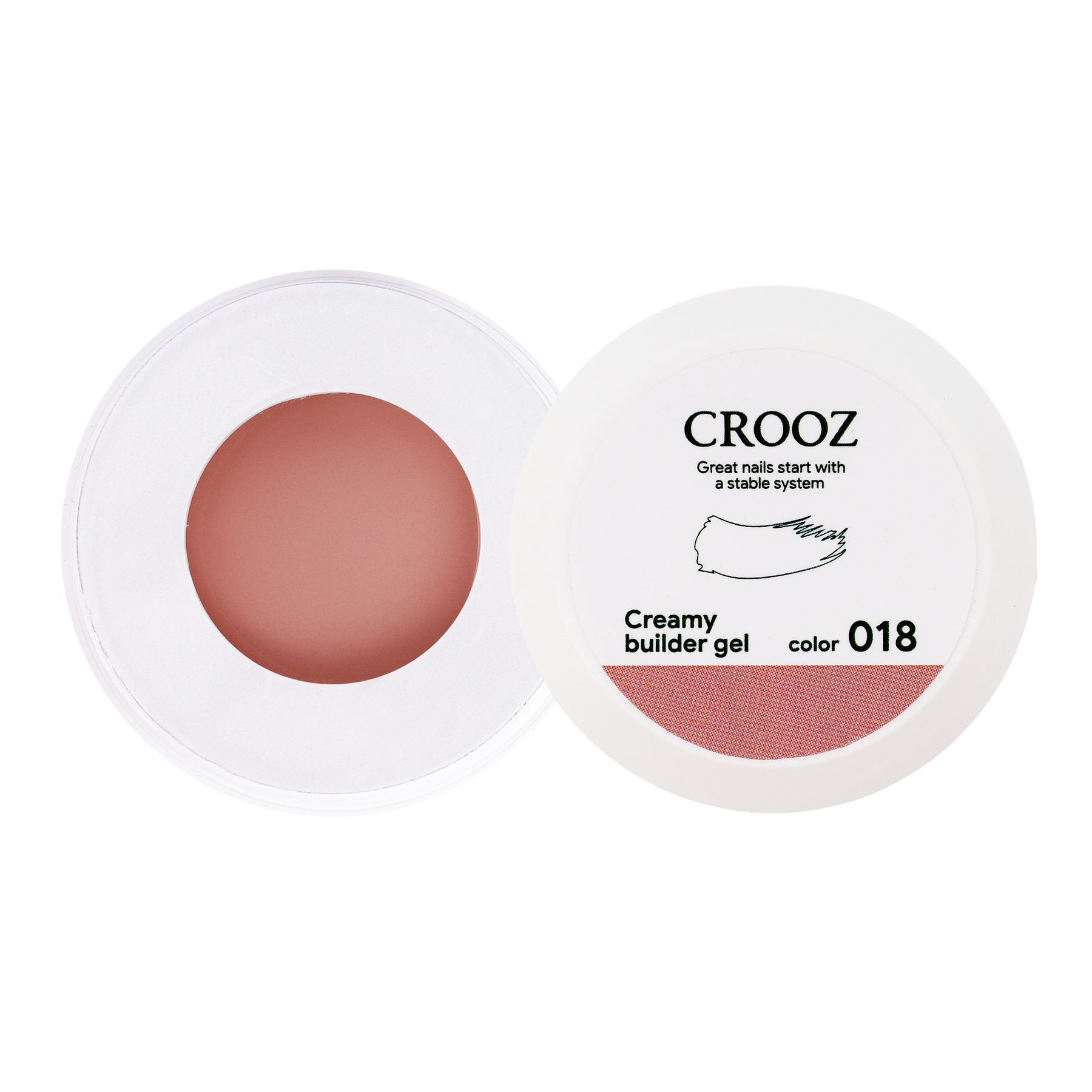Crooz Creamy Builder Gel №18 — nudiroosa geel küünte pikendamiseks ja tugevdamiseks 30 ml