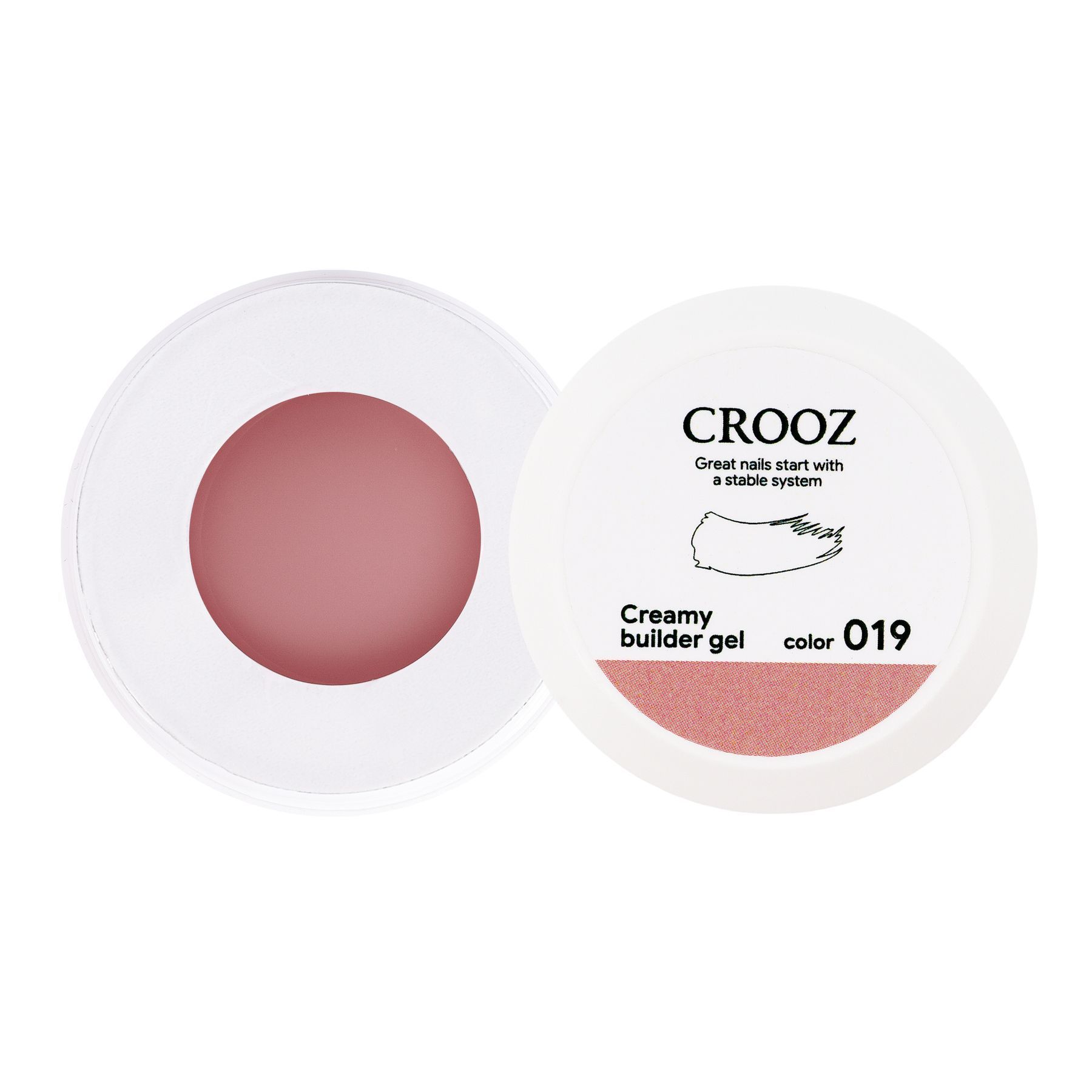 Crooz Creamy Builder Gel №19 — soe kamuflaažgeel küünte pikendamiseks ja tugevdamiseks 30 ml