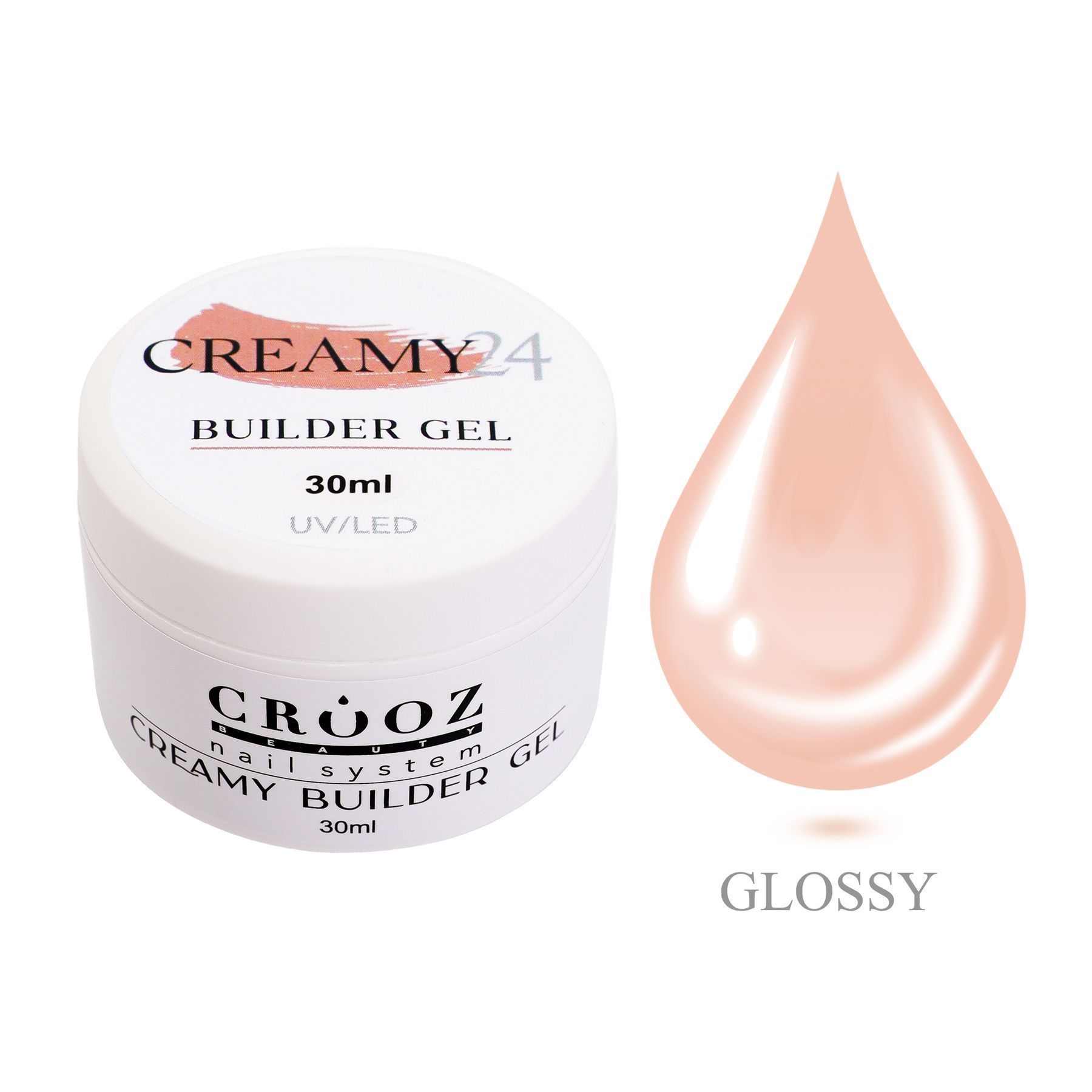 Crooz Creamy Builder Gel №24 — kuldbeež geel küünte pikendamiseks ja modelleerimiseks 30 ml