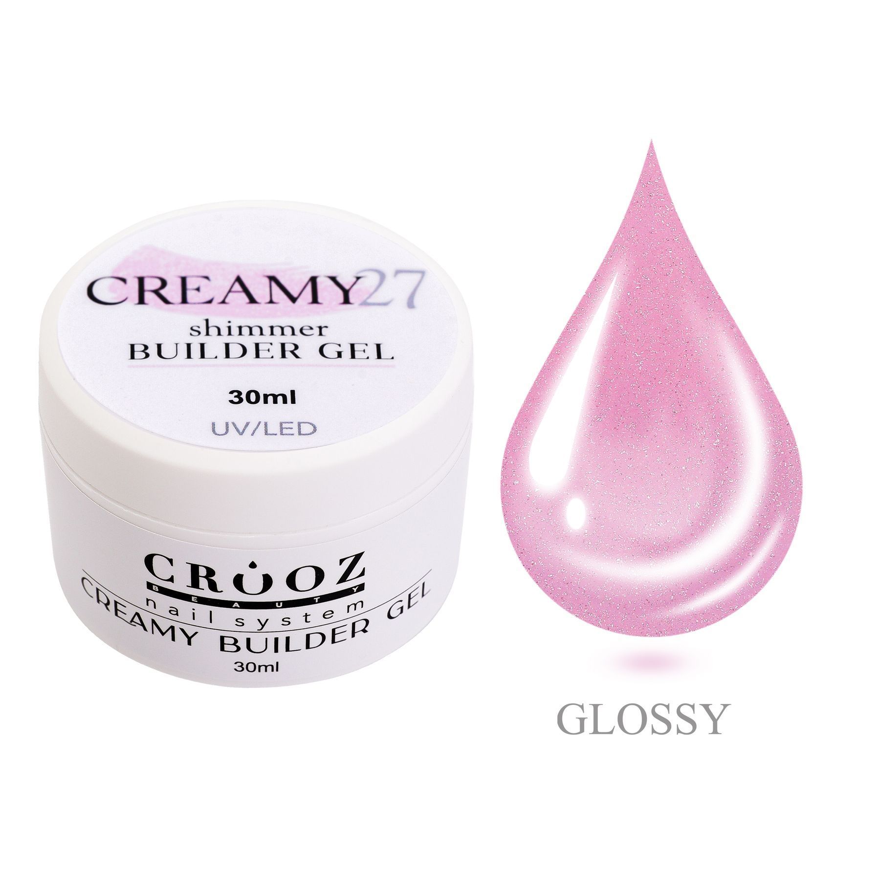 Crooz Creamy Builder Gel 27 — professionaalne geel küünte pikendamiseks ja tugevdamiseks 30 ml