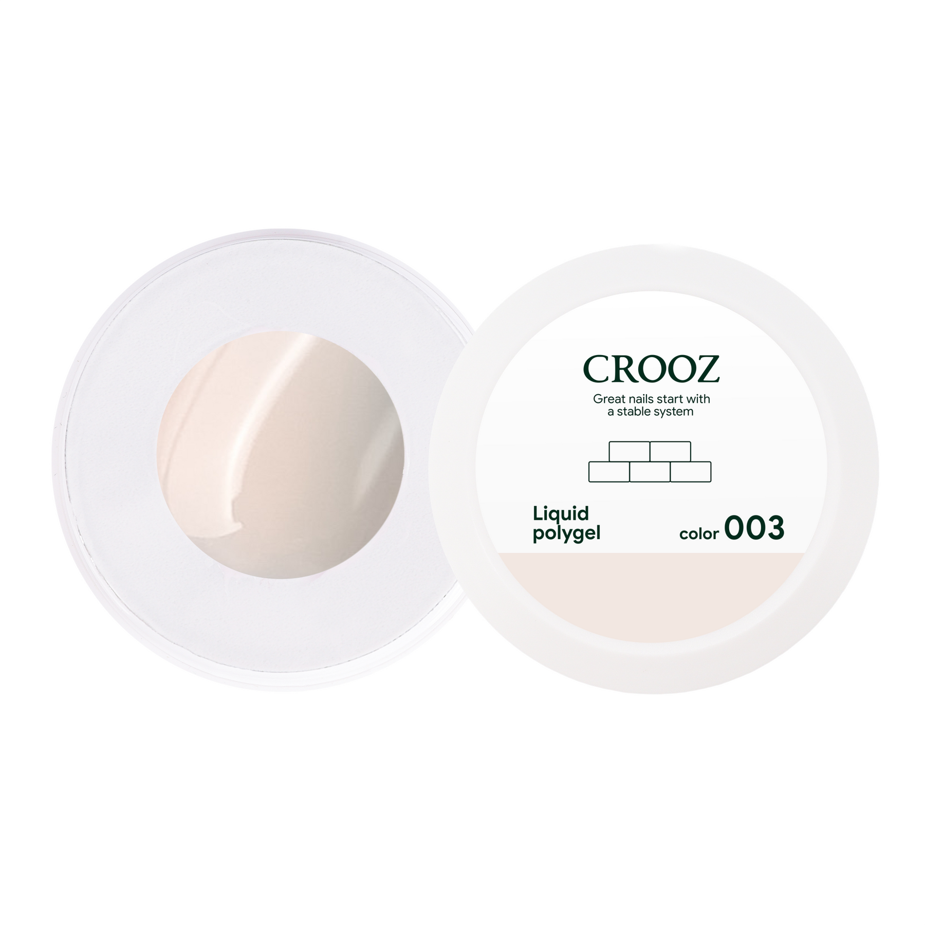 CROOZ Liquid Polygel №3 Beige Grey — hallikas-beež vedel polügeel, 30 ml