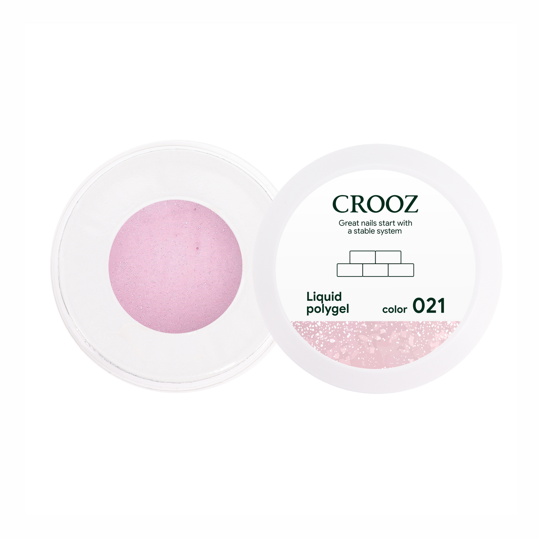 CROOZ Shimmer Liquid Polygel №2 — heleroosa polügeel šimmeriga, 30 ml
