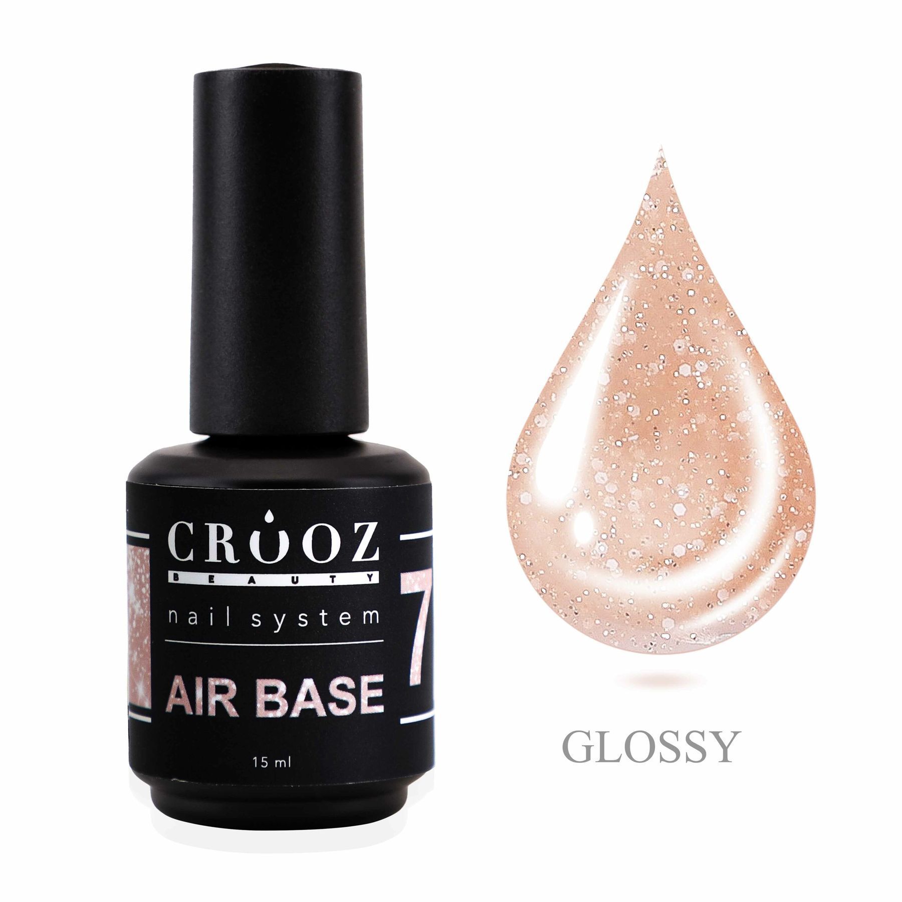 Crooz Air Base №7 — nüüd-beež baas valge glitteriga, 15 ml