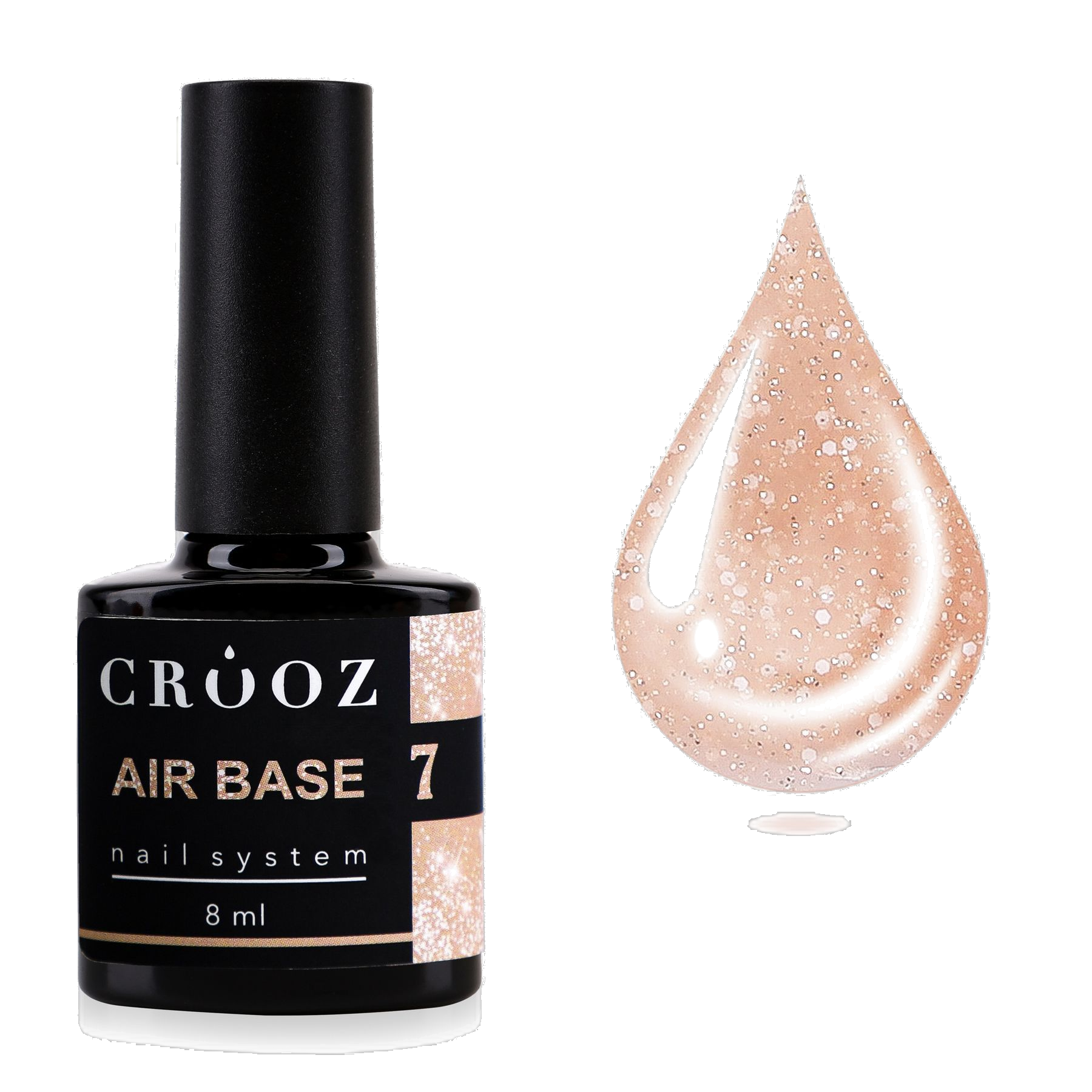 Crooz Air Base №7 — nüüd-beež baas valge glitteriga, 8 ml