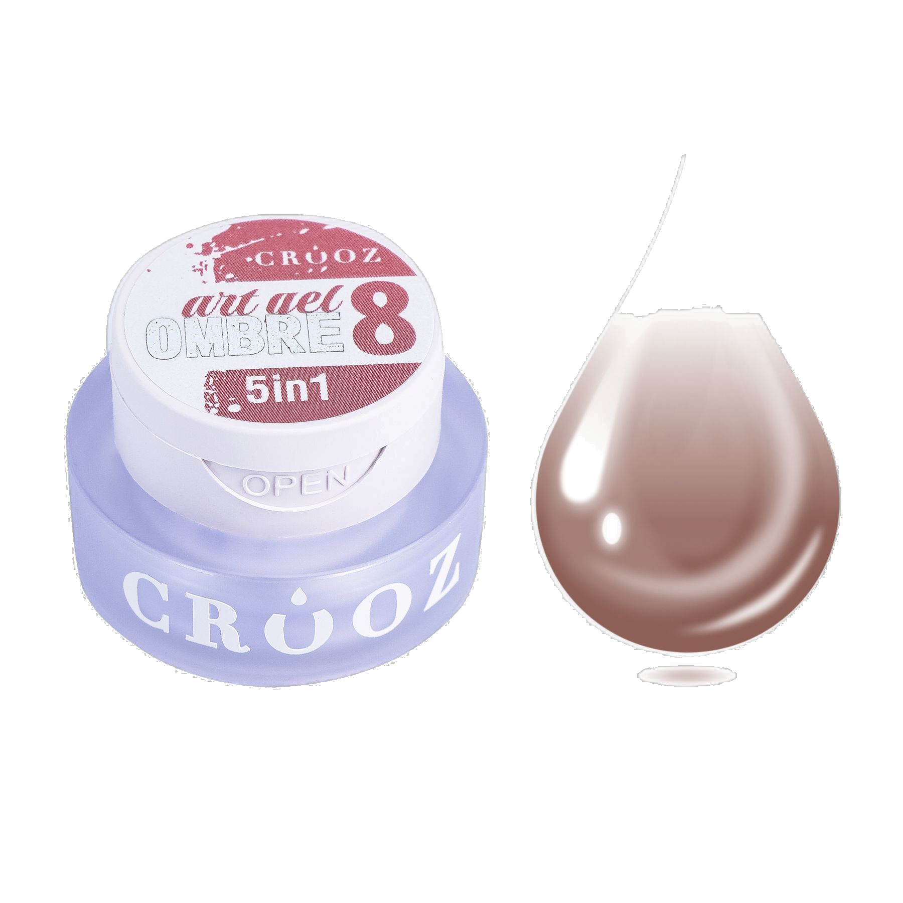 Crooz Art Gel Ombre №08 – nude kulma alatooniga, geelvärv 5-in-1, 3 ml