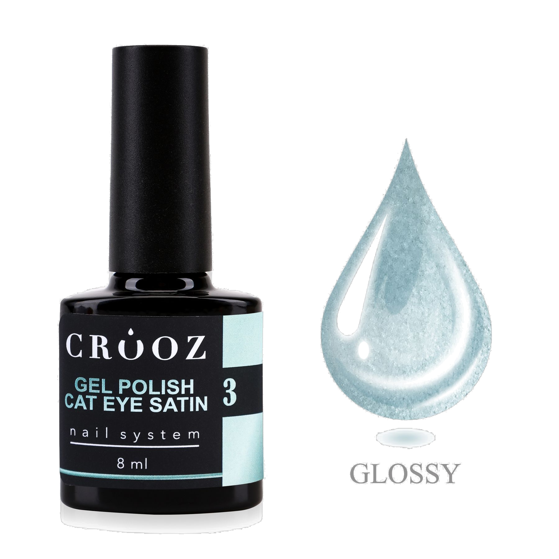 CROOZ Satin Cat №3 Mint Silk — professionaalne satiinne geellakk efektiga «kassisilm», 8 ml