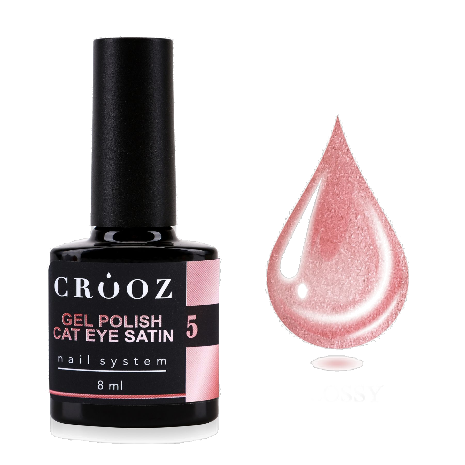 CROOZ Satin Cat №5 Blush Satin — professionaalne satiinne geellakk efektiga «kassisilm», 8 ml