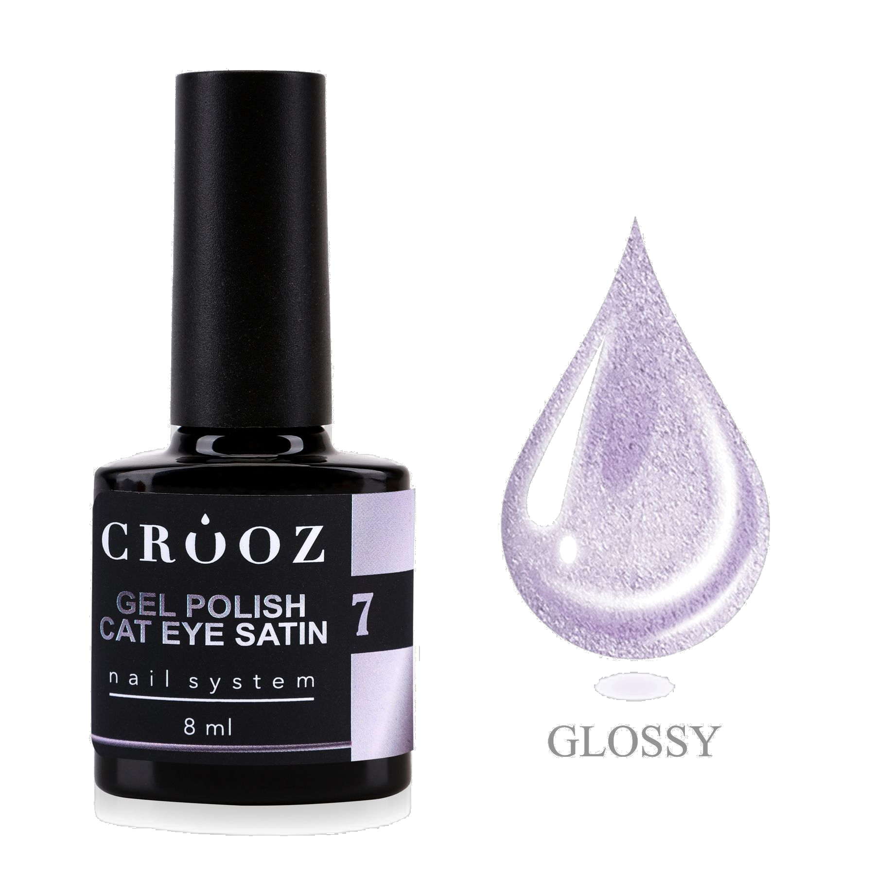 CROOZ Satin Cat №7 Lavender Haze — professionaalne satiinne geellakk efektiga «kassisilm», 8 ml