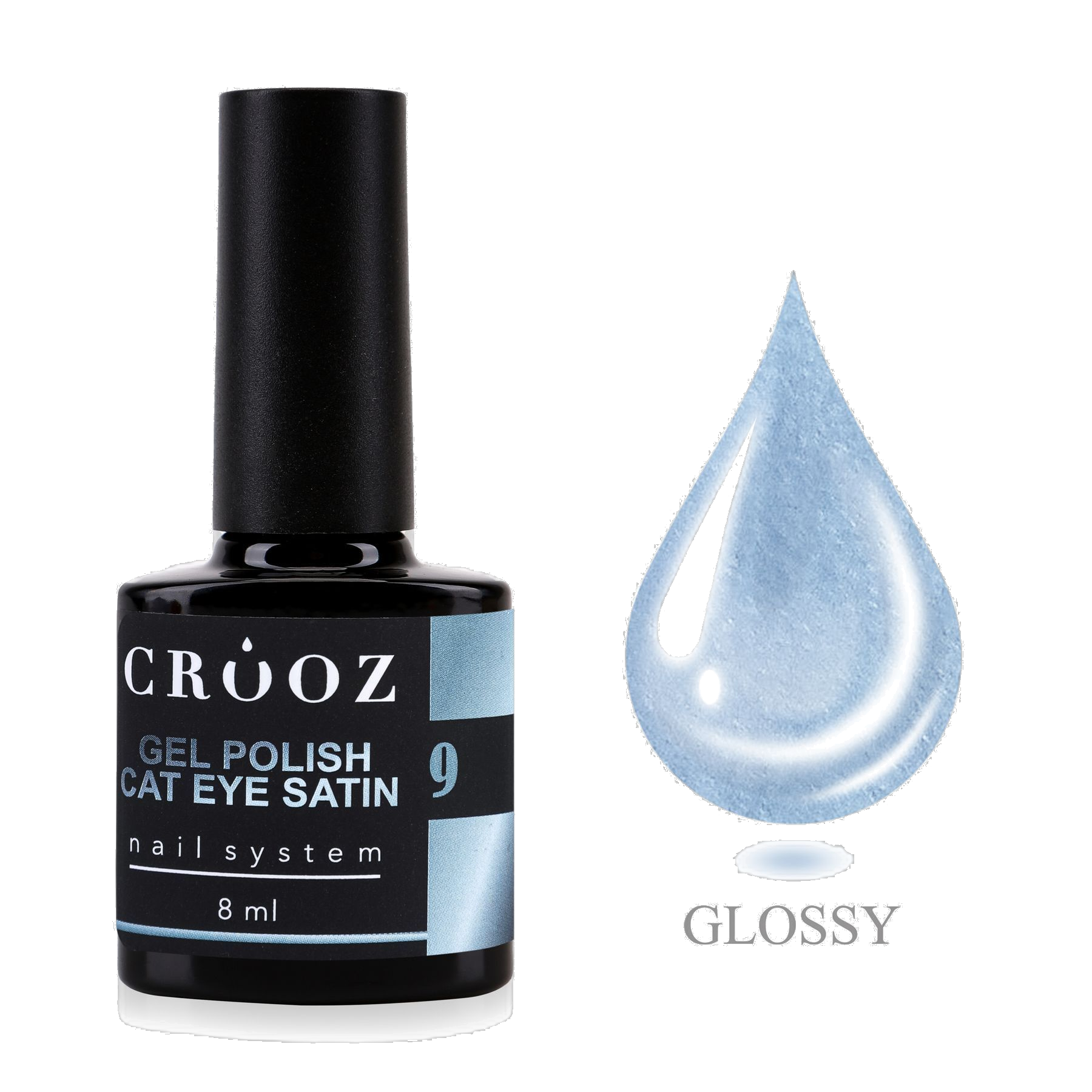 CROOZ Satin Cat №9 Steel Blue — professionaalne satiinne geellakk efektiga «kassisilm», 8 ml