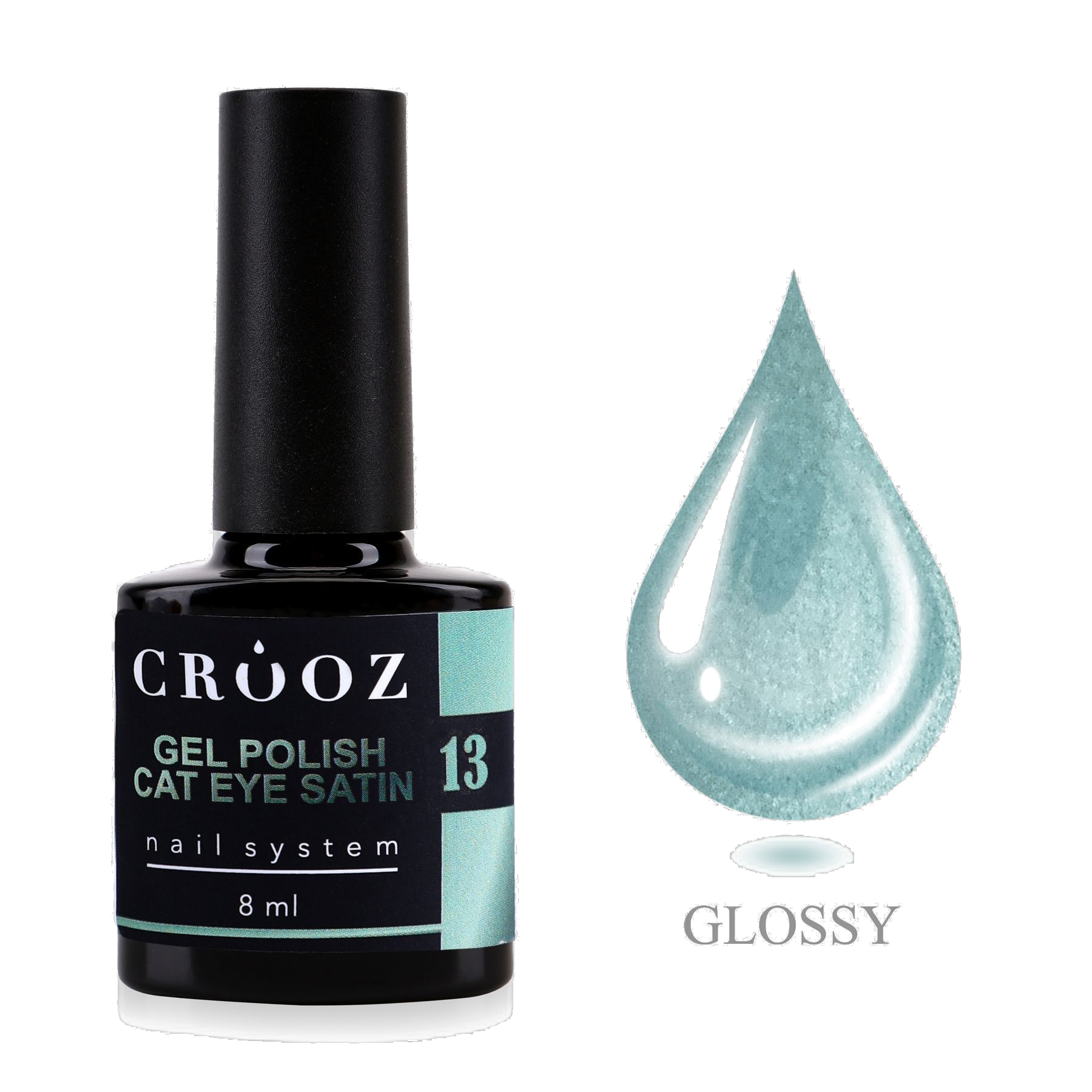 Crooz Satin Cat 13 Frosted Mint — satiinne magnetiline geellakk Cat Eye
