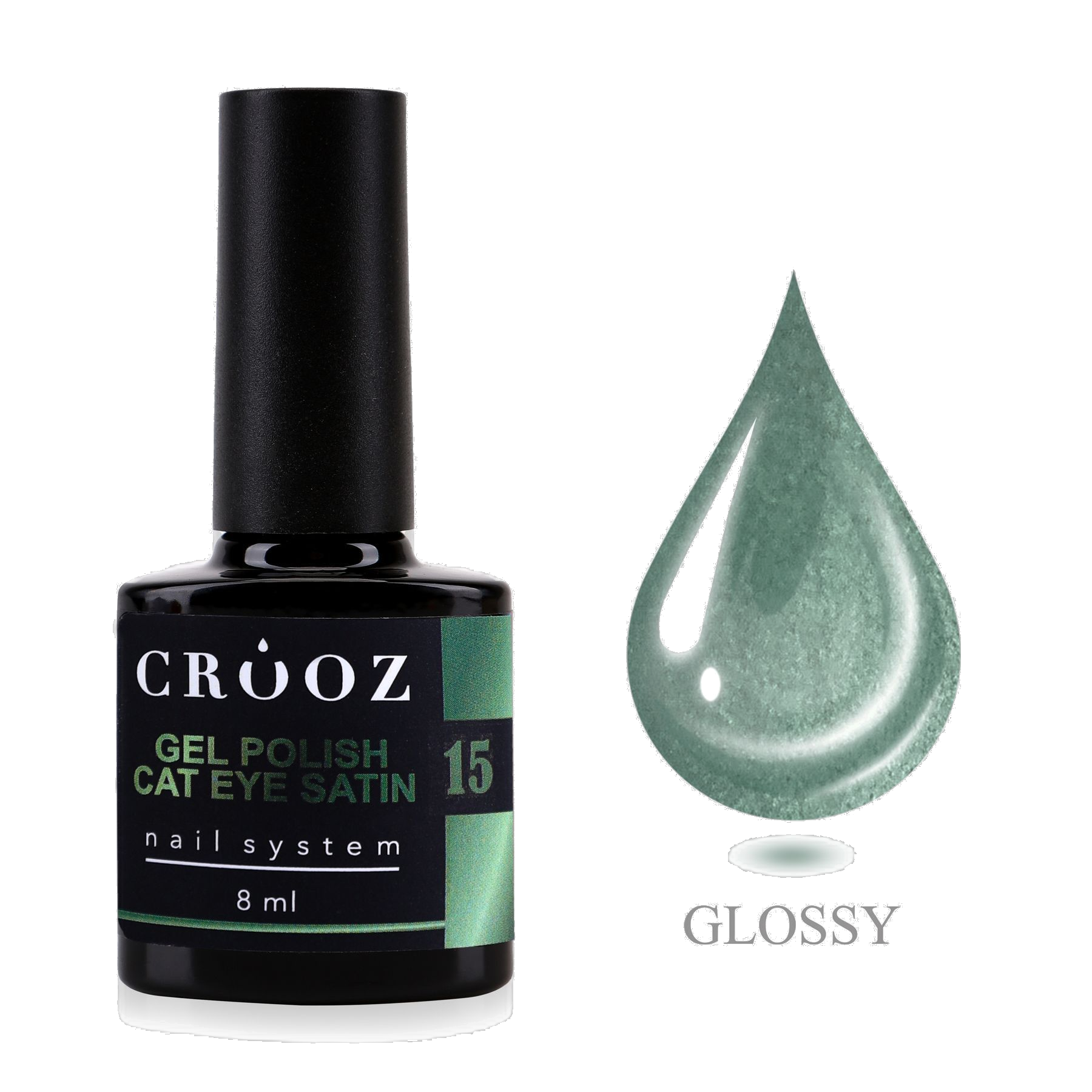 Crooz Satin Cat 15 Deep Green Velvet — satiinne magnetiline geellakk Cat Eye