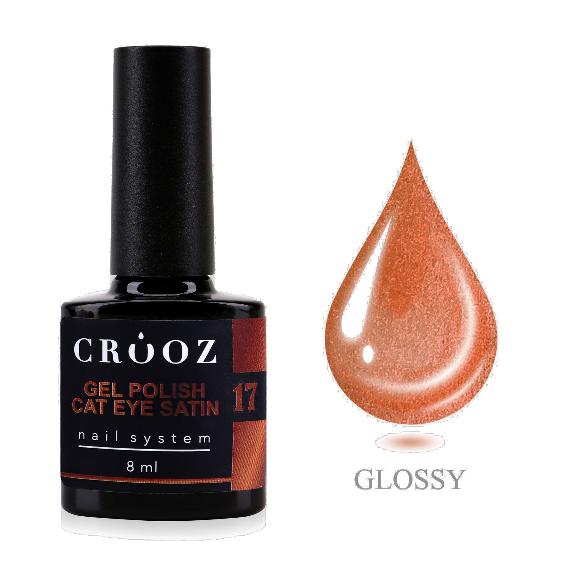 Crooz Satin Cat 17 Caramel Flame — satiinne magnetiline geellakk Cat Eye