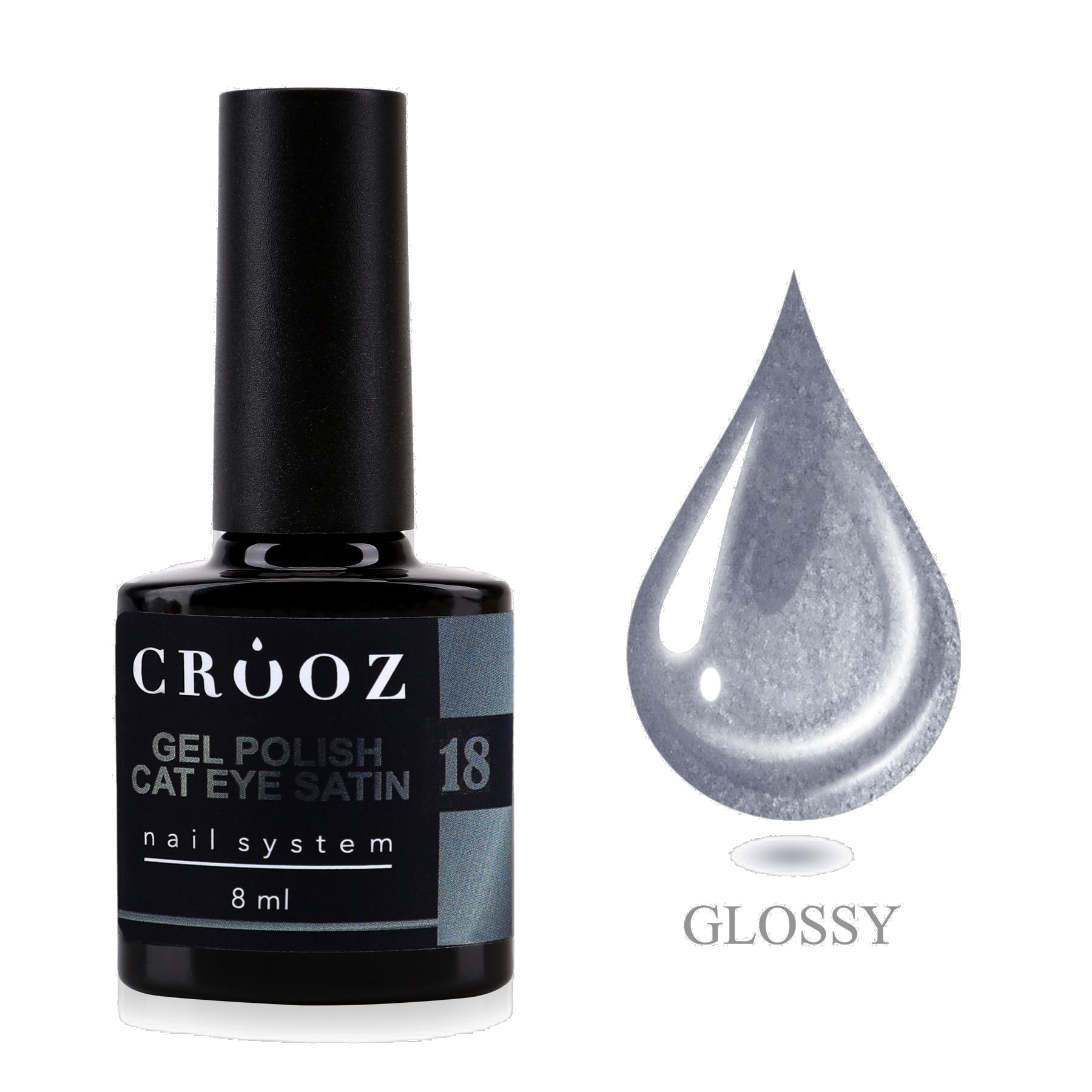 Crooz Satin Cat 18 Graphite Satin — satiinne magnetiline geellakk Cat Eye