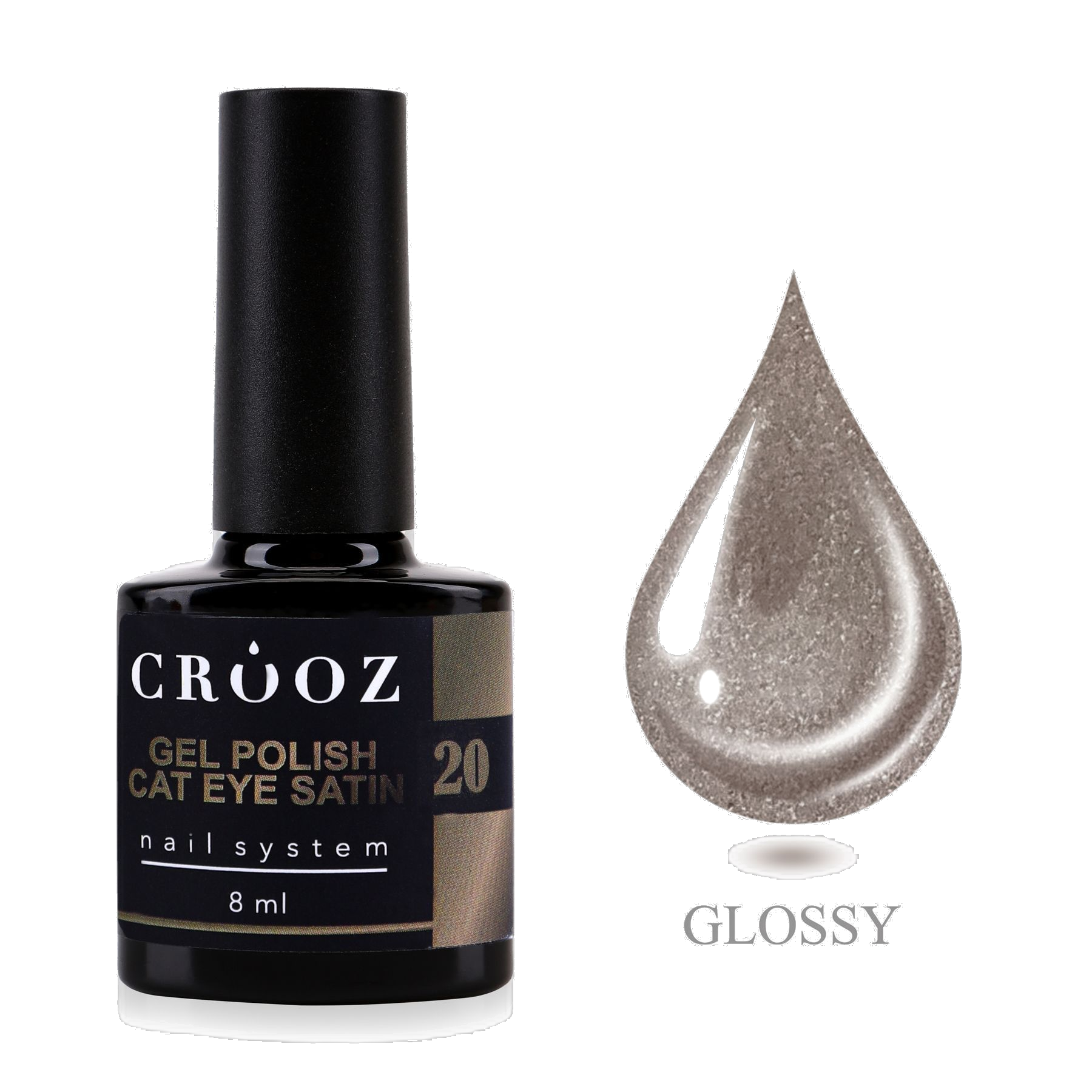 Crooz Satin Cat 20 Smoky Cocoa — satiinne magnetiline geellakk Cat Eye