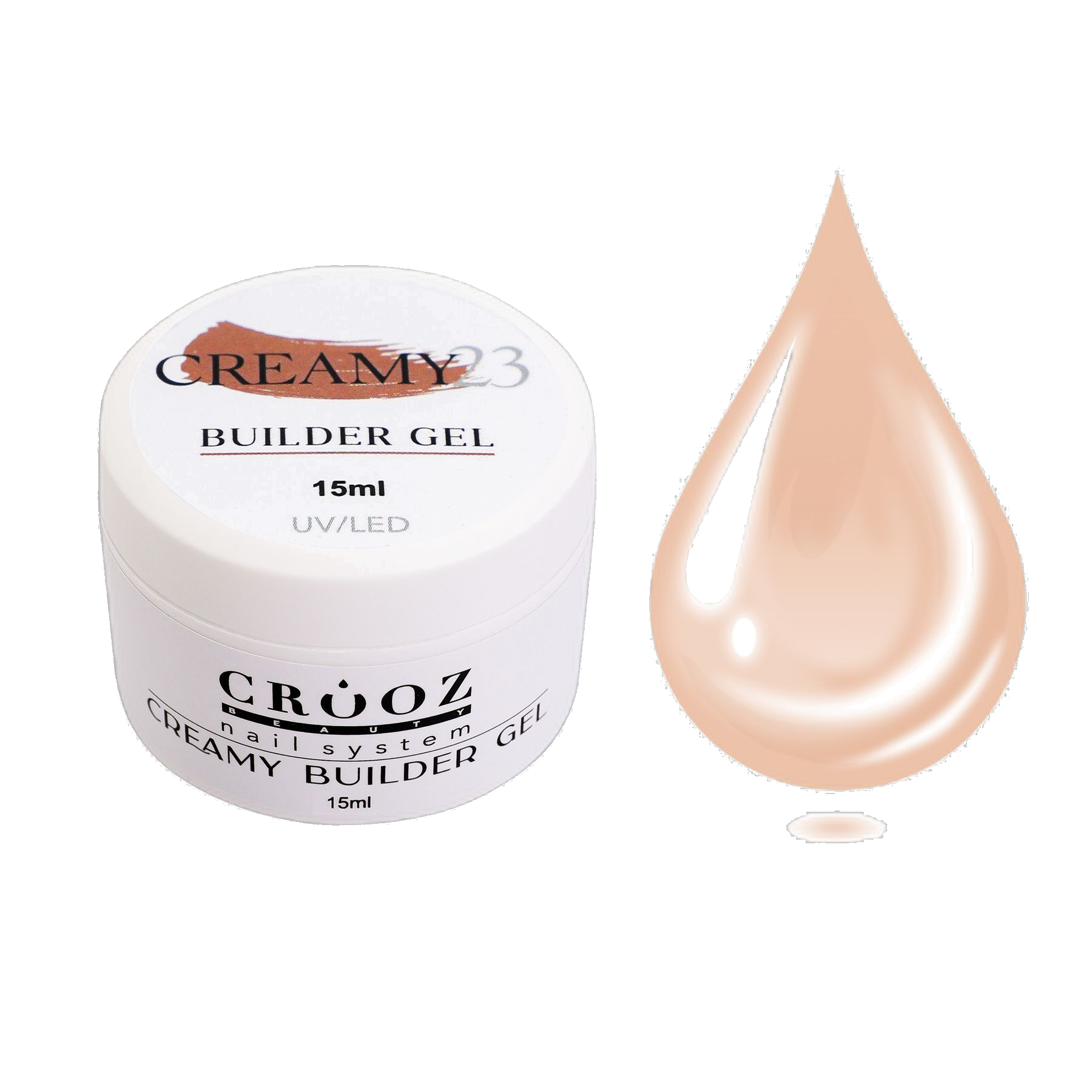 Crooz Creamy Builder Gel №23 — kreemjas-pruun geel pikendamiseks ja küünte tugevdamiseks 15 ml