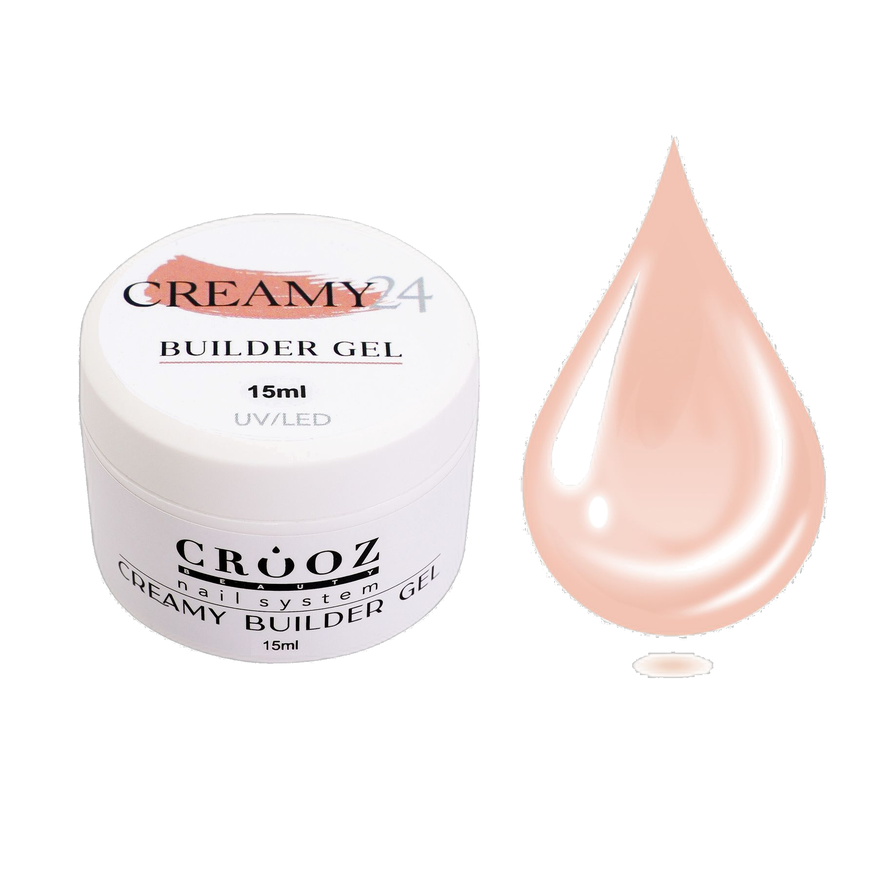 Crooz Creamy Builder Gel №24 — kuldselt beez geel pikendamiseks ja küünte modelleerimiseks 15 ml