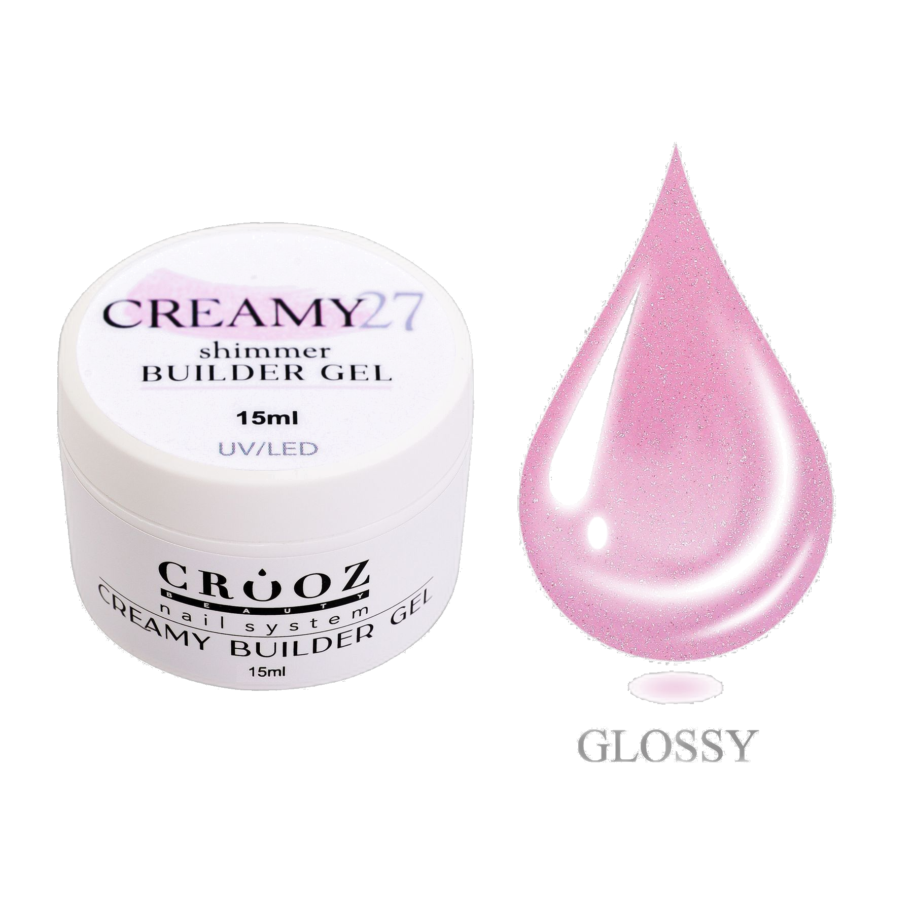 Crooz Creamy Builder Gel 27 — professionaalne geel pikendamiseks ja küünte tugevdamiseks 15 ml