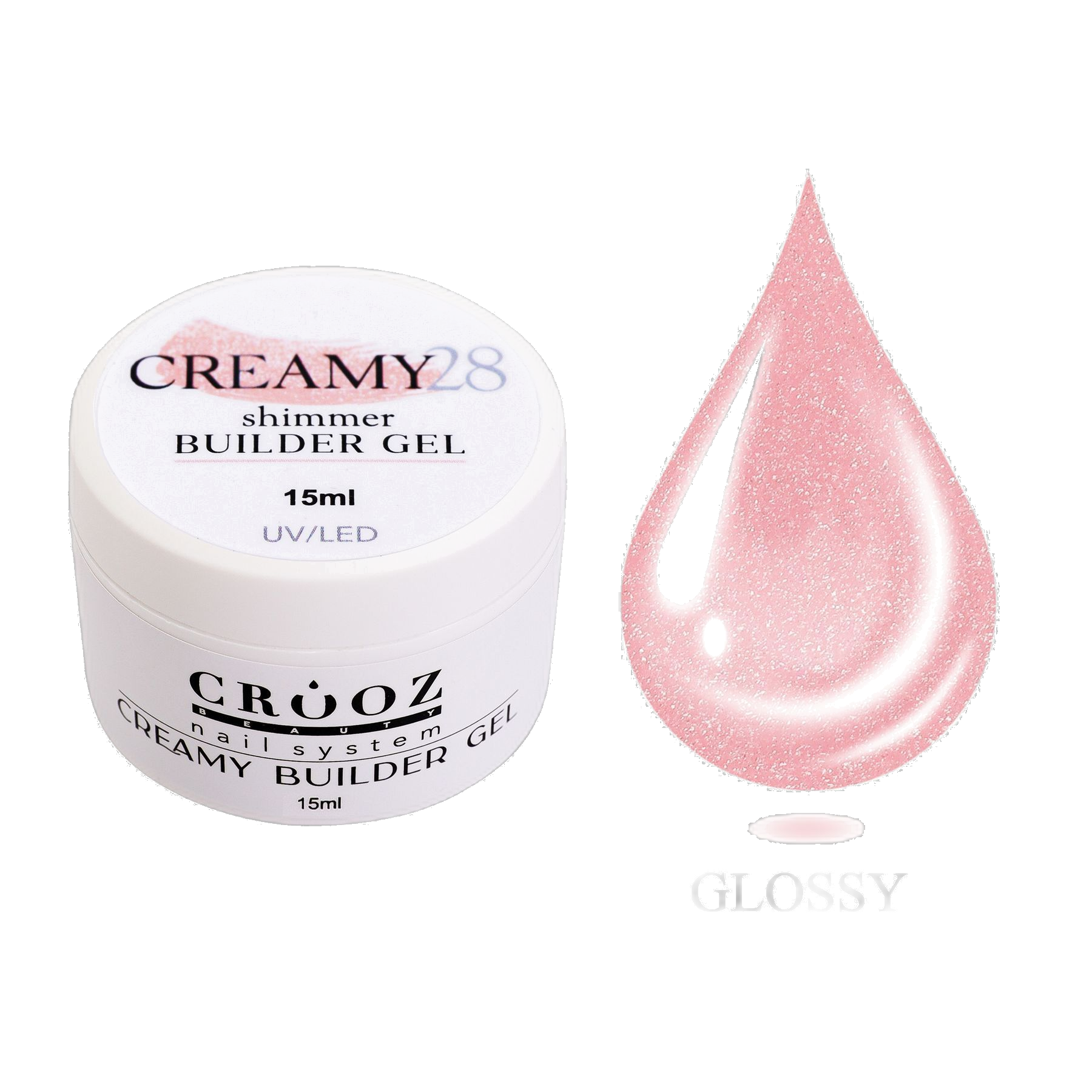Crooz Creamy Builder Gel 28 — professionaalne geel pikendamiseks ja küünte tugevdamiseks 15 ml