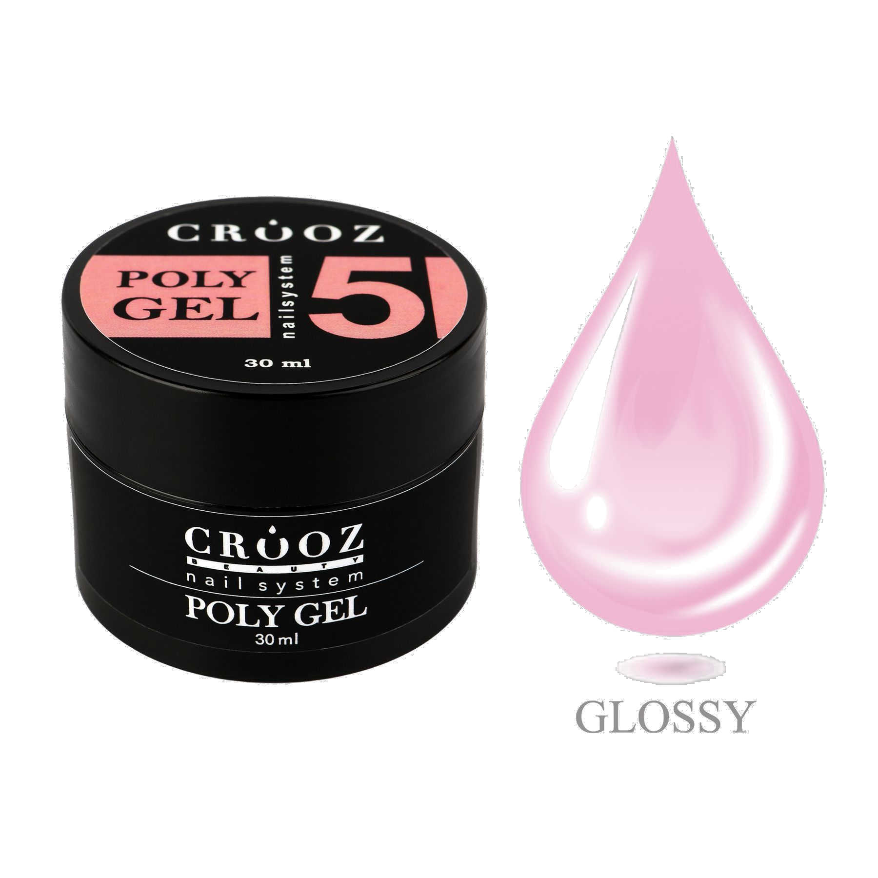 CROOZ Poly Gel №5 — roosa polügeel professionaalseks küünte modelleerimiseks, 30 ml