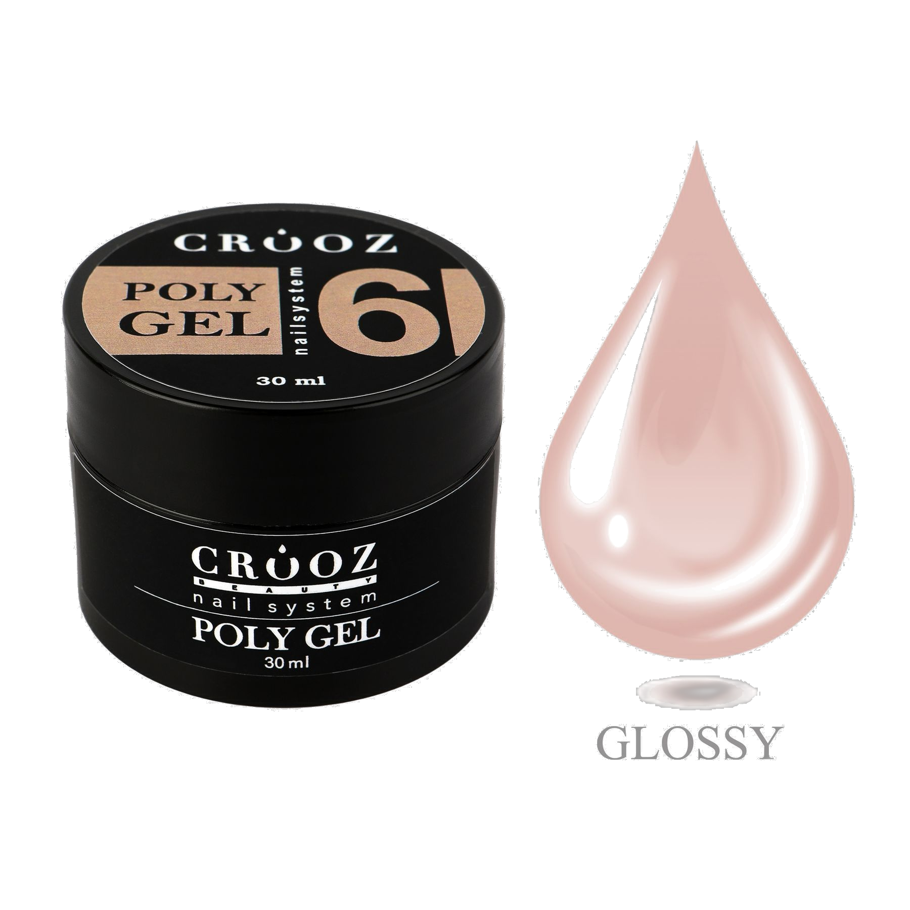 CROOZ Poly Gel №6 — nude polügeel professionaalseks modelleerimiseks ja küünte tugevdamiseks, 30 ml