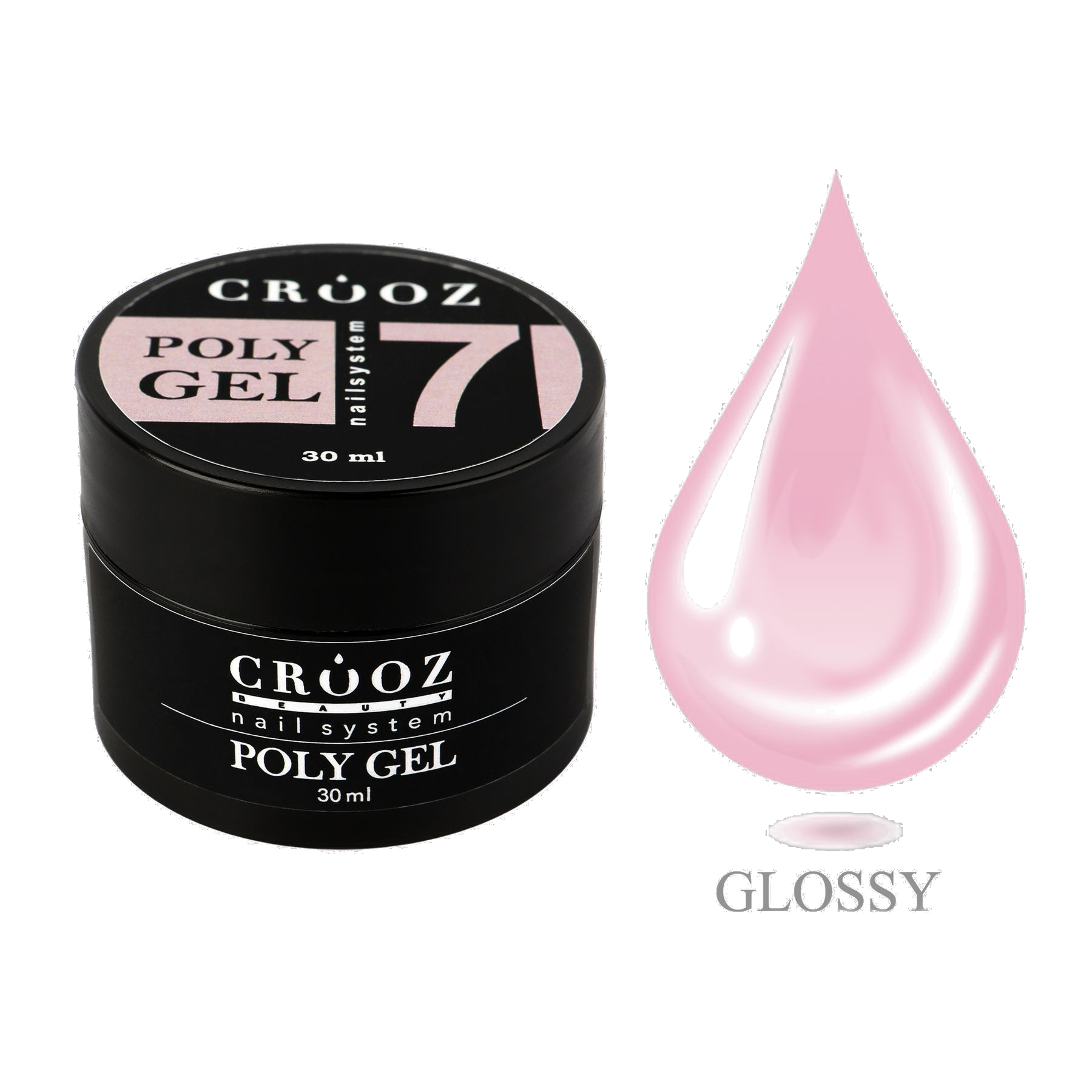 CROOZ Poly Gel №7 — heleroosa polügeel professionaalseks küünte modelleerimiseks, 30 ml