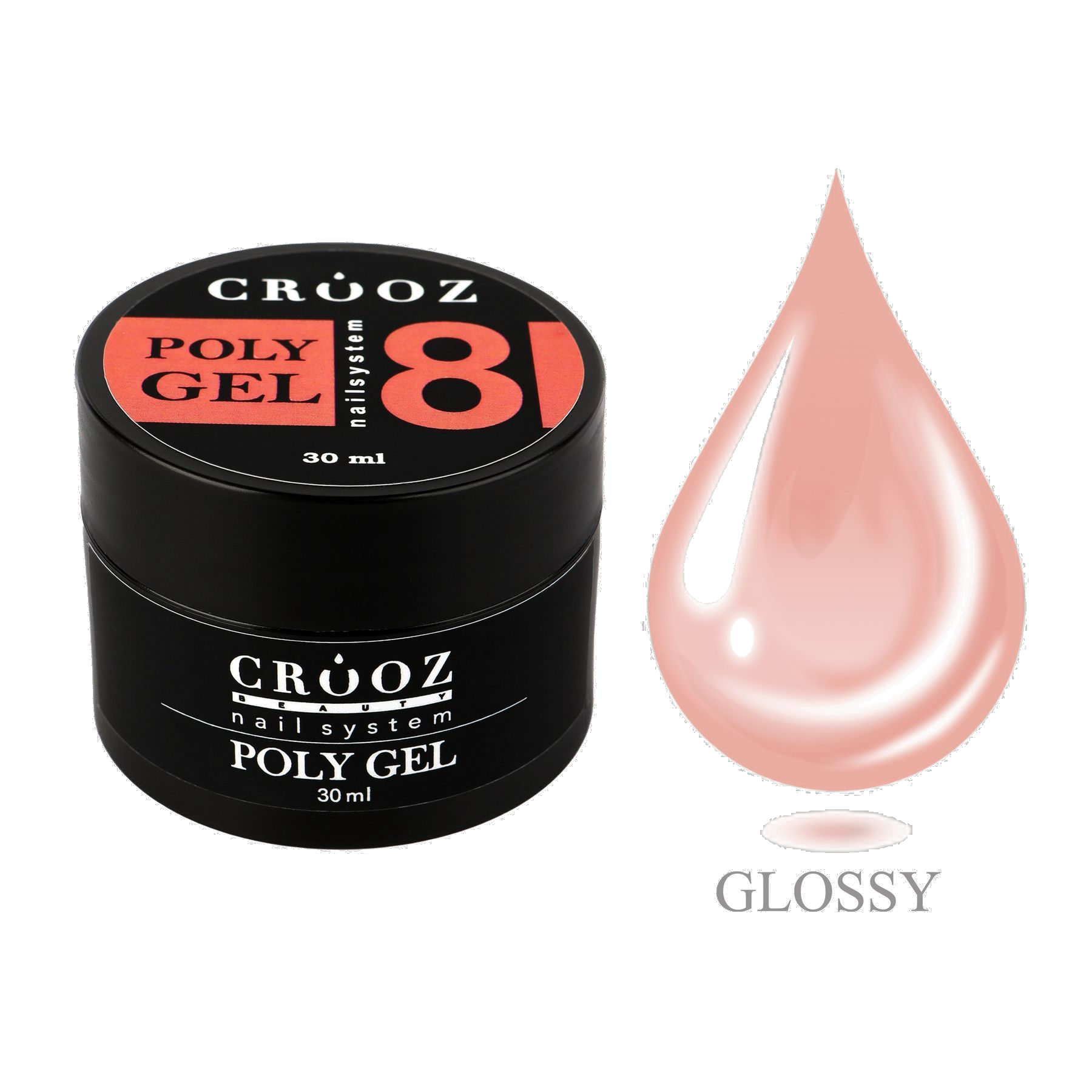 CROOZ Poly Gel №8 — ere roosa polügeel professionaalseks küünte modelleerimiseks, 30 ml