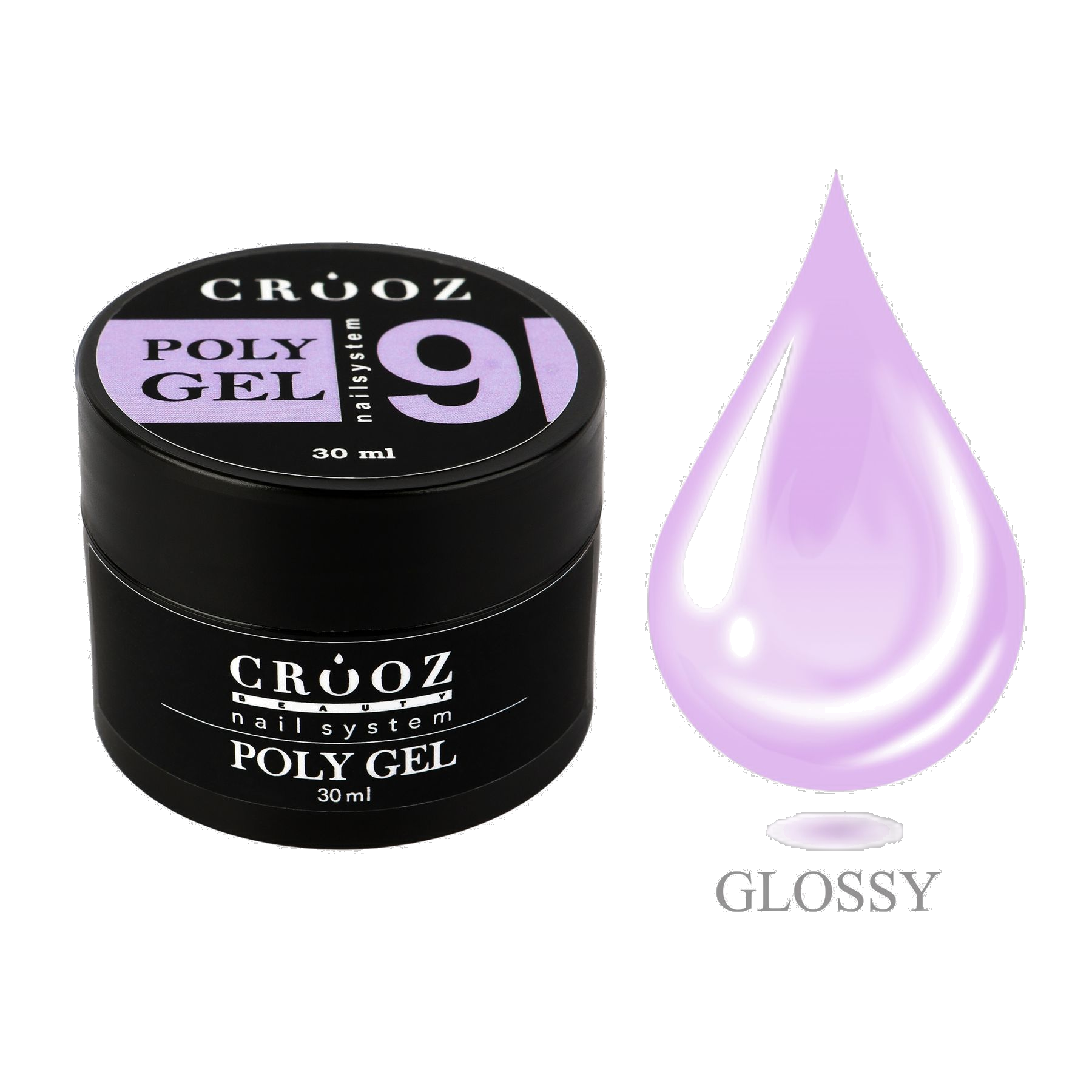 CROOZ Poly Gel №9 — lilla polügeel professionaalseks küünte modelleerimiseks, 30 ml