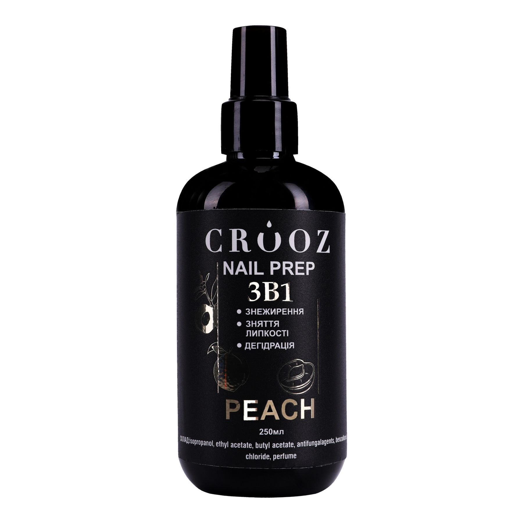 Crooz Nail Prep 3-in-1 Peach — universaalne küünte ettevalmistus virsikuaroomiga