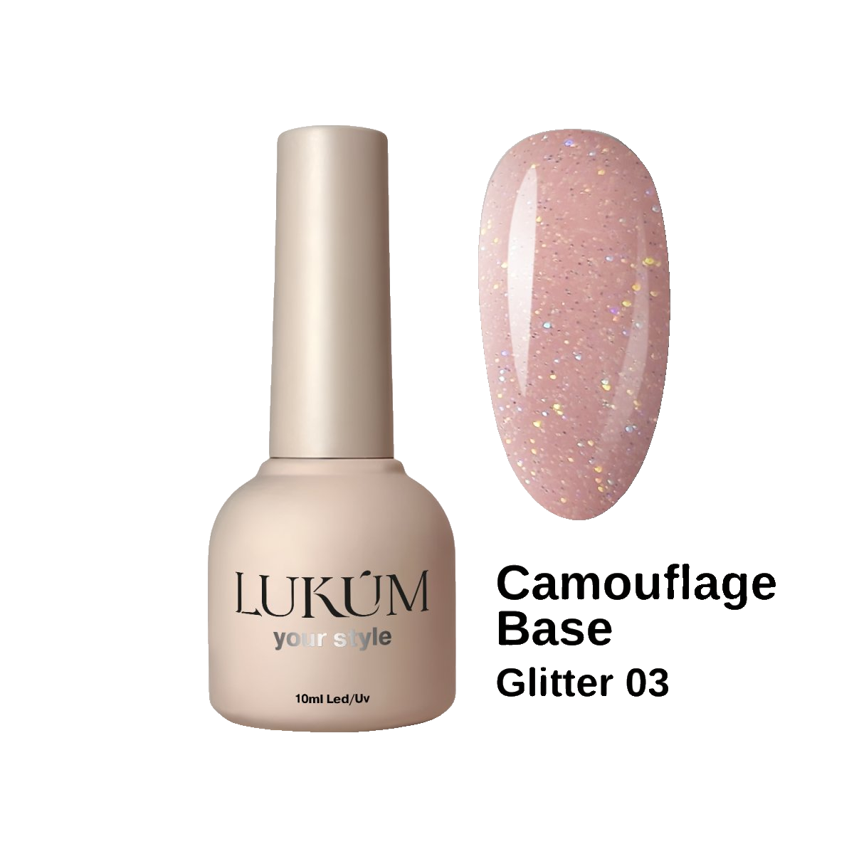 Lukum Glitter Cover Base 03, 10 ml
