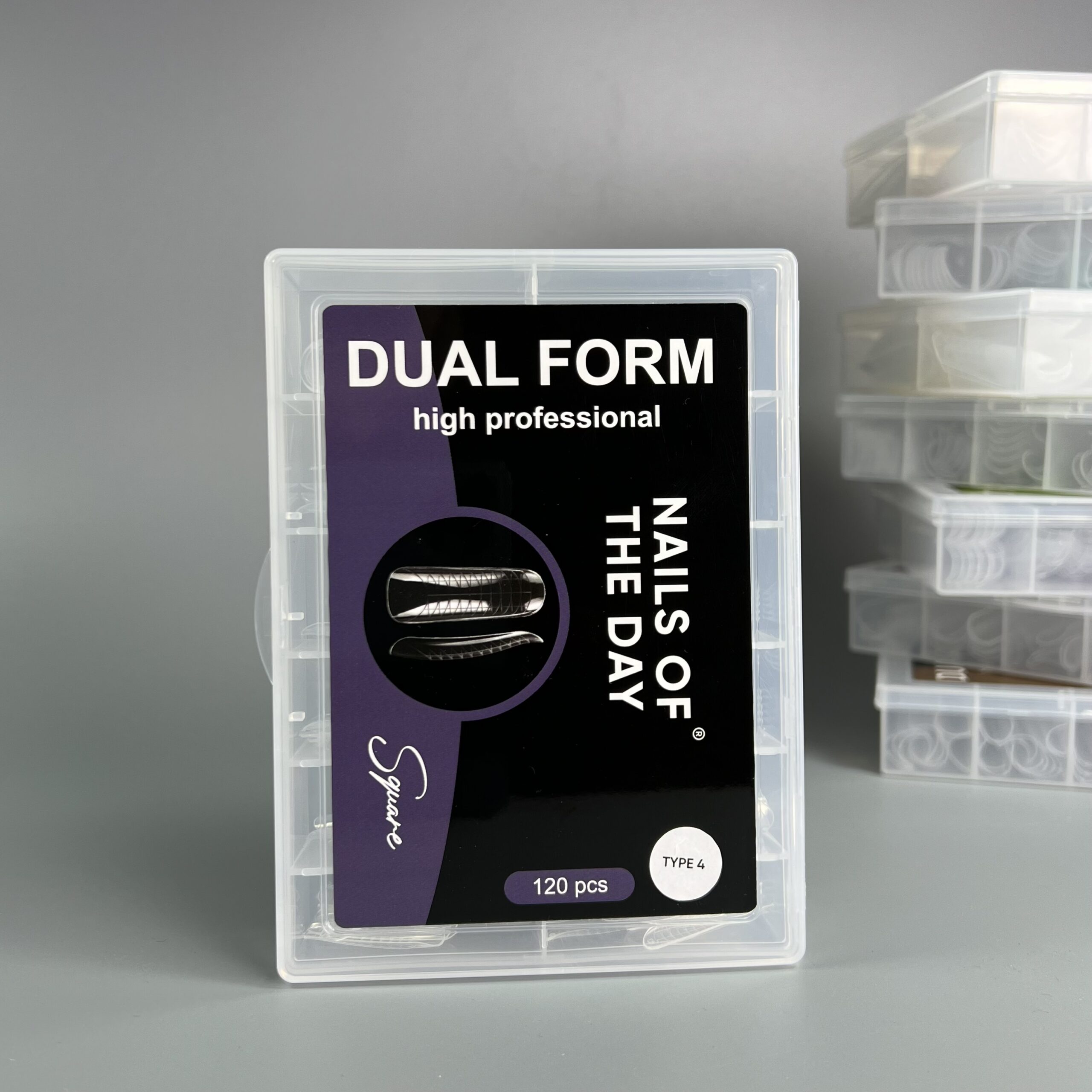 NAILSOFTHEDAY Dual Form Square (tüüp 4) — küünte küünte ruudu ülemised vormid, 120 tk