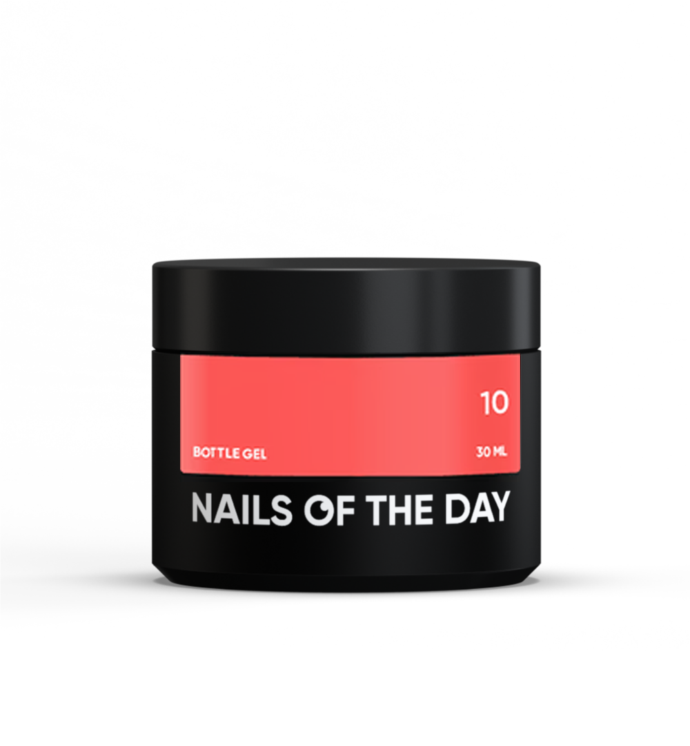 NAILSOFTHEDAY Bottle gel 10 — korall-punane eriti tugev küüntegeel, 30 ml