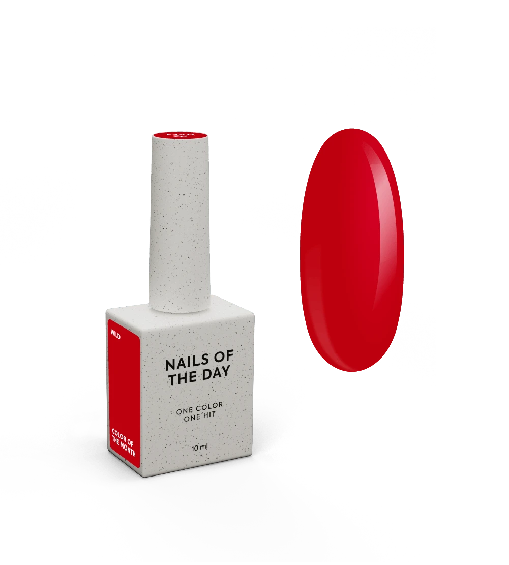 NAILSOFTHEDAY Color of the Month March 2026 Wild — ohjeldamatu punane geellakk, katab ühe kihiga, 10 ml