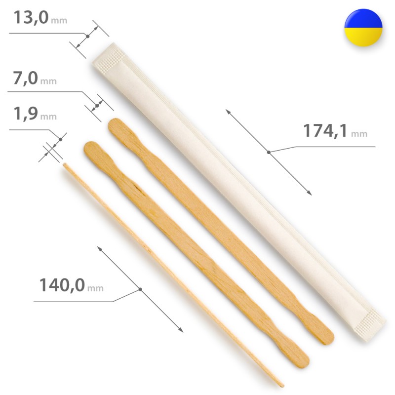 1000 tk INDIVIDUAALSES PAKENDIS kohvisegamispulk-spaatel, pikkus 140mm, laius 7mm, paksus 1,8mm