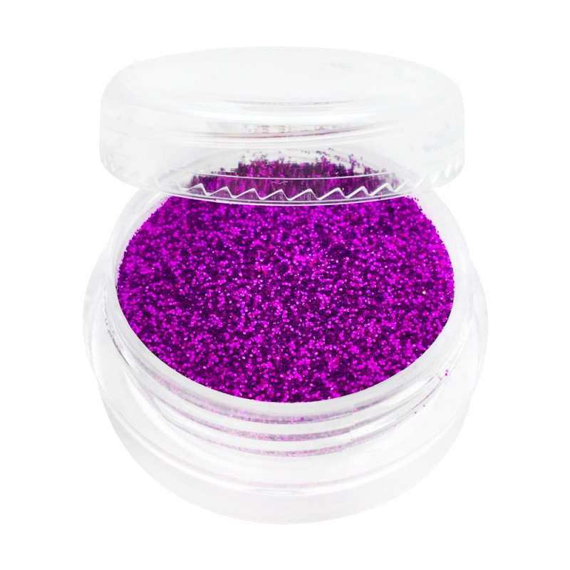 Glitter purgis – erklilla. Ääreni täidetud, mugav pakend meistrile. Osakeste suurus 1/128 tolli