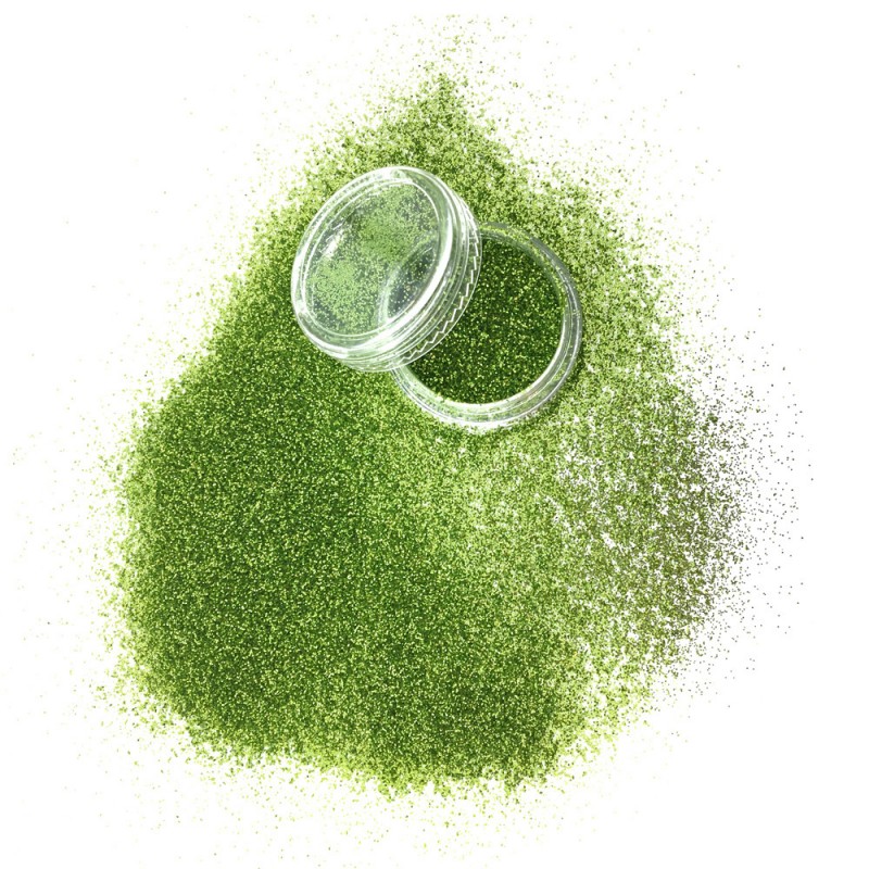 Glitter purgis – roheline. Ääreni täidetud, mugav pakend meistrile. Tehasepakend. Osakeste suurus 1/128 tolli