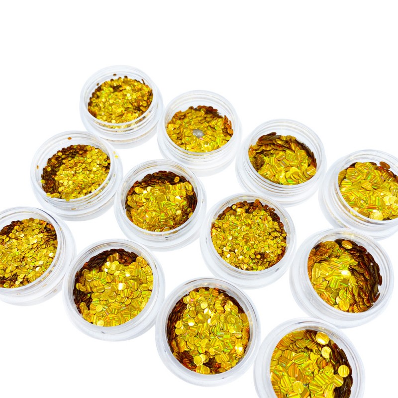 Kuldsete litrite komplekt, erineva suurusega, 12 purki