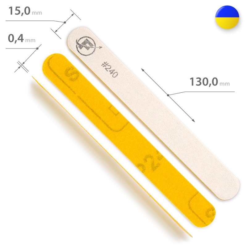 Replacement Abrasive Strips 13cm for Straight Metal Base 240 grit, 10 pcs