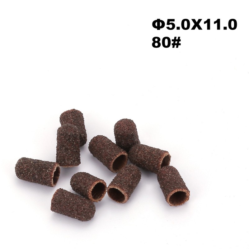 10 pediküüri lihvhülsi pakk Ø5×11, läbimõõt 5 mm, teralisus 80