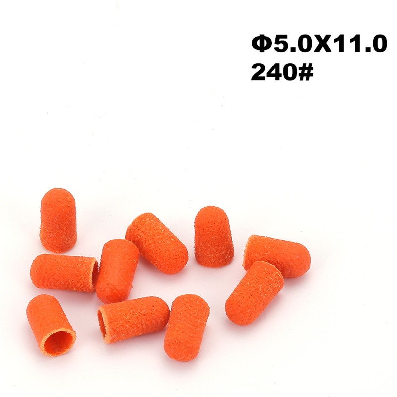 10 oranži pediküüri lihvhülsi pakk Ø5×11, läbimõõt 5 mm, teralisus 240