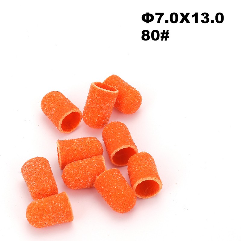 10 oranži pediküüri lihvhülsi pakk Ø7×13, läbimõõt 7 mm, teralisus 80