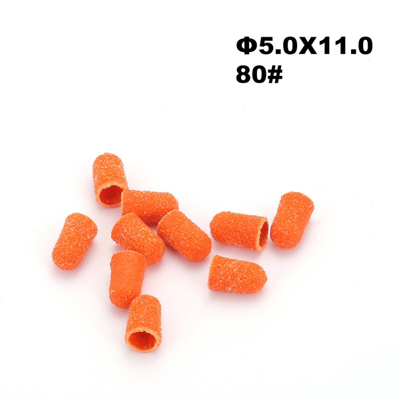 10 oranži pediküüri lihvhülsi pakk Ø5×11, läbimõõt 5 mm, teralisus 80