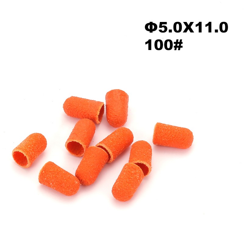 10 oranži pediküüri lihvhülsi pakk Ø5×11, läbimõõt 5 mm, teralisus 100