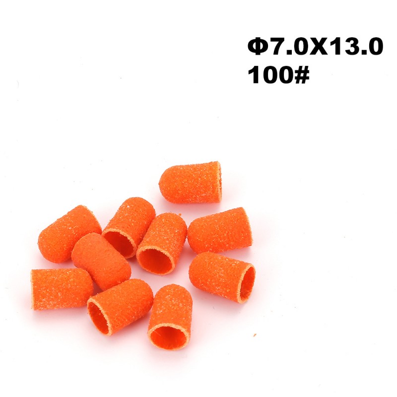 10 oranži pediküüri lihvhülsi pakk Ø7×13, läbimõõt 7 mm, teralisus 100