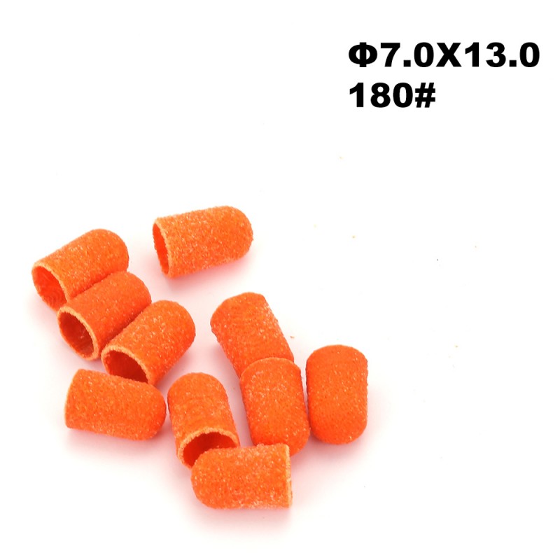 10 oranži pediküürilihvhülsi pakk Ø7×13, läbimõõt 7 mm, teravus 180