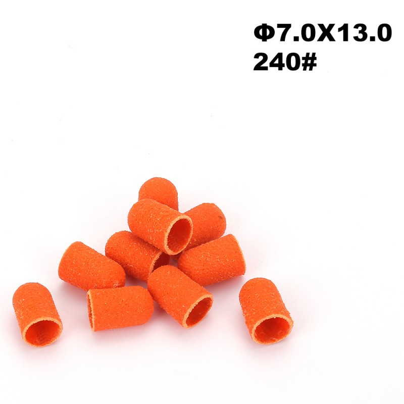 10 oranži pediküürilihvhülsi pakk Ø7×13, läbimõõt 7 mm, teravus 240