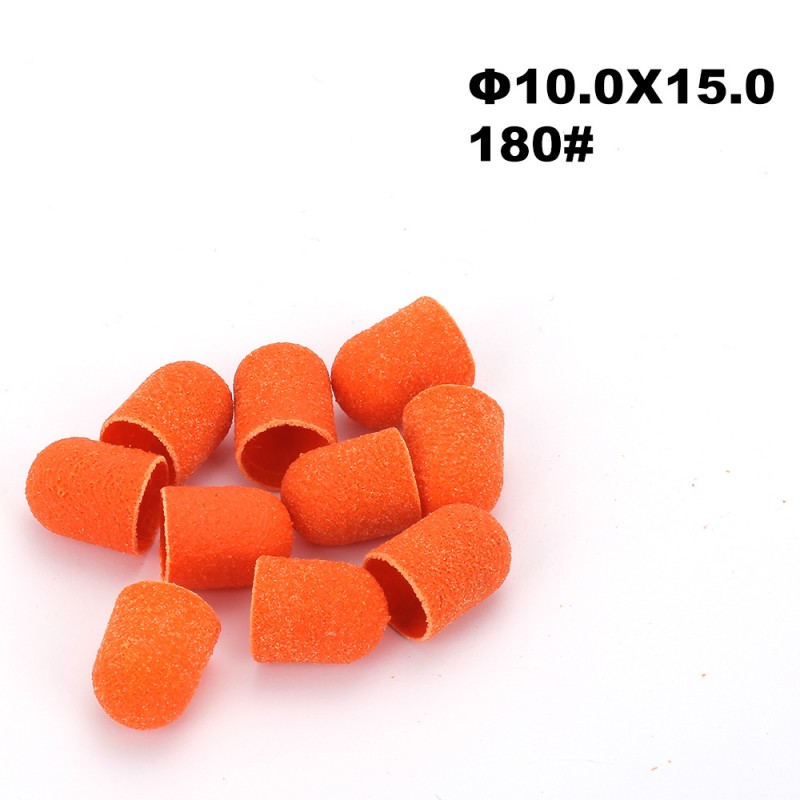 10 oranži pediküürilihvhülsi pakk Ø10×15, läbimõõt 10 mm, teravus 180