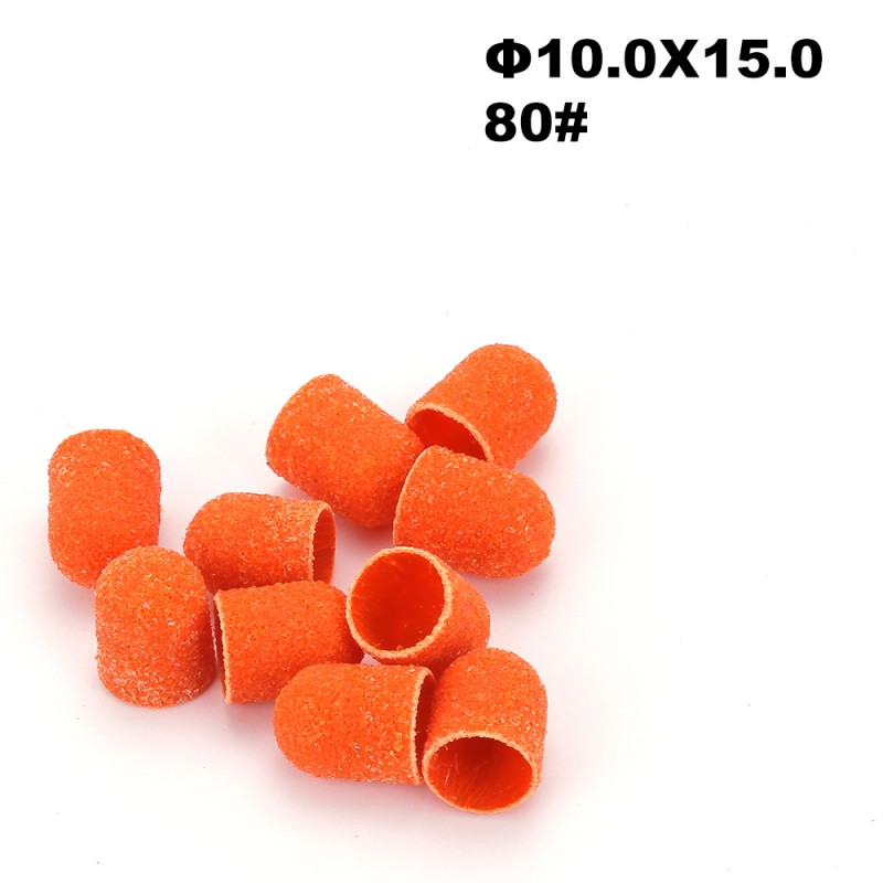 10 oranži pediküürilihvhülsi pakk Ø10×15, läbimõõt 10 mm, teravus 80