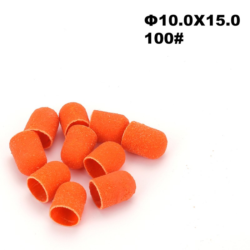 10 oranži pediküürilihvhülsi pakk Ø10×15, läbimõõt 10 mm, teravus 100