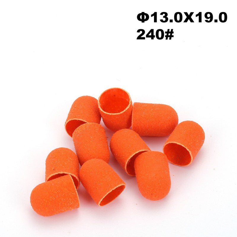 10 oranži pediküürilihvhülsi pakk SJ-240Y-19, Ø13×19, läbimõõt 13 mm, teravus 240